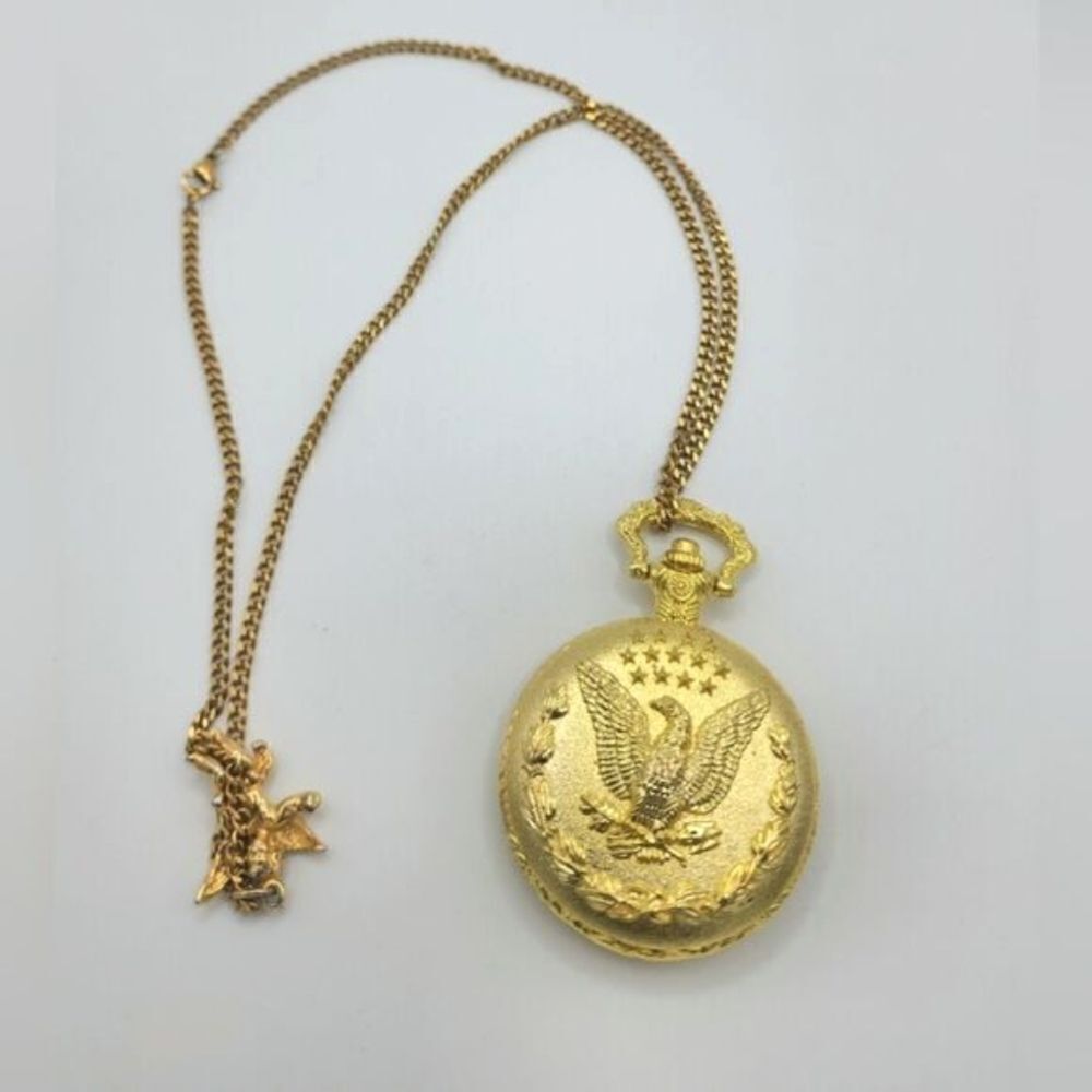 Vintage Gold liberty eagle pocket watch with chain